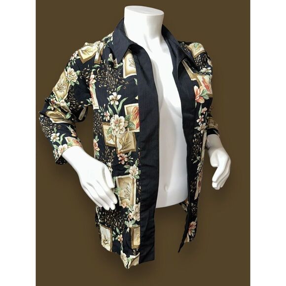 Vintage BonWorth Floral Nature Print Open Front Jacket Sz L - Picture 1 of 4